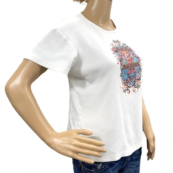 HARLEY-DAVIDSON White Woman’s Short Sleeve Tee Shirt Size XL - Picture 5 of 14